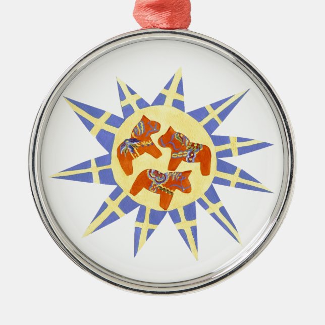 Schwedischer Sonnenbrust Silbernes Ornament (Vorne)
