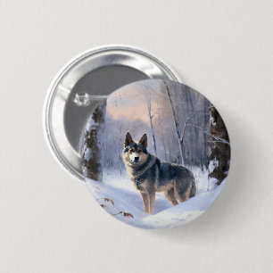 Schwedischer Vallhund Lass es schneien Weihnachten Button
