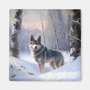 Schwedischer Vallhund Lass es schneien Weihnachten Magnet