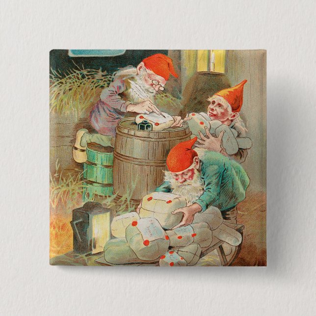 Schwedischer Weihnachtsmann (von Jenny Nyström) Button (Vorderseite)