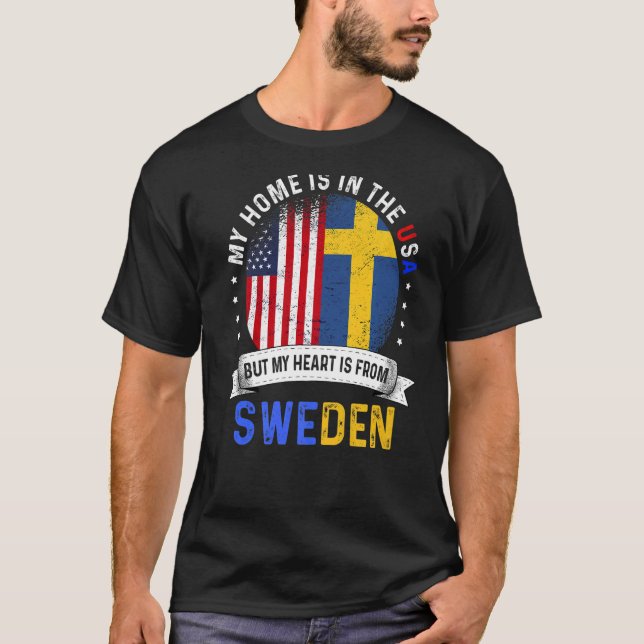 Schwedisches amerikanisches Patriot Heart aus Schw T-Shirt (Vorderseite)
