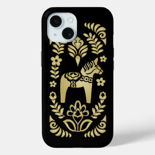 Schwedisches Dala Horse Gold und Black Case-Mate iPhone Hülle