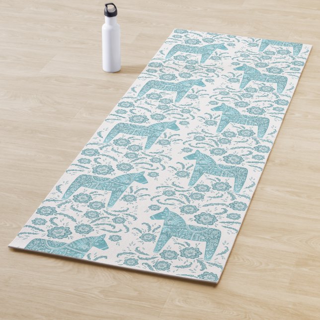 Schwedisches Dala Pferd Aquamarines grünes Folk Yo Yogamatte (Beispiel)