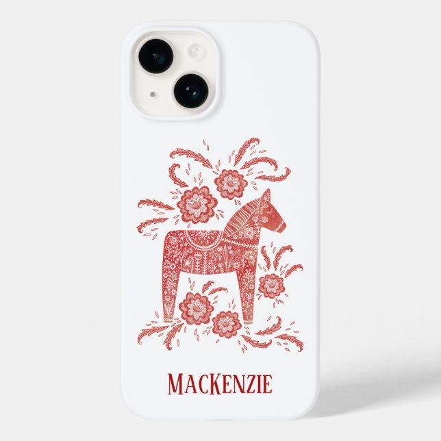 Schwedisches Dala Pferd Personalisiert Case-Mate iPhone 14 Hülle (Rückseite)