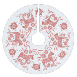 Schwedisches Dala Pferd rot und weiß Polyester Weihnachtsbaumdecke