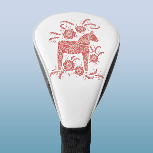 Schwedisches Dala Pferd Rot und Weiße Volkskunst Golf Headcover