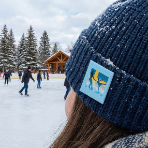 Schwedisches Eislauf-Duo Silhouette Button