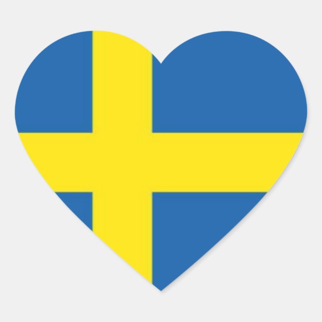 Schwedisches Flaggenherz Herz-Aufkleber (Vorderseite)
