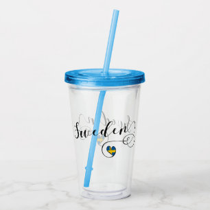 Schwedisches Flaggenherz, Schweden Script Design Acryltrinkbecher
