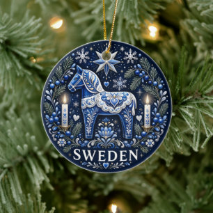 Schwedisches Volkskunst-Weihnachtsgeschenk Keramik Ornament