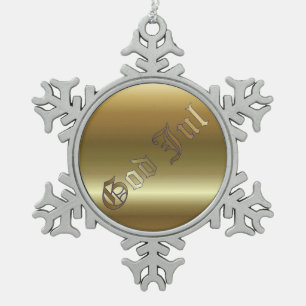 Schwedisches Weihnachtsgoldene Schneeflocken Zinn-Ornament