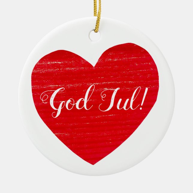 Schwedisches Weihnachtsrotes Herz personalisiert Keramik Ornament (Vorne)