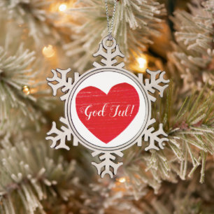 Schwedisches Weihnachtsrotes Herz personalisiert Schneeflocken Zinn-Ornament