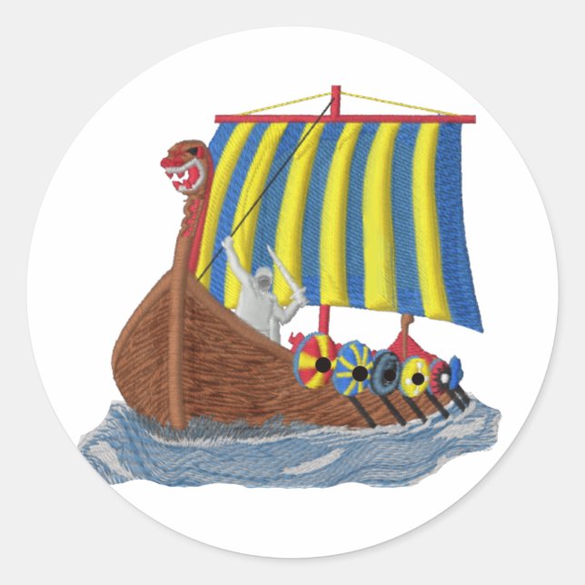 Schwedisches Wikingschiff Runder Aufkleber (Vorderseite)