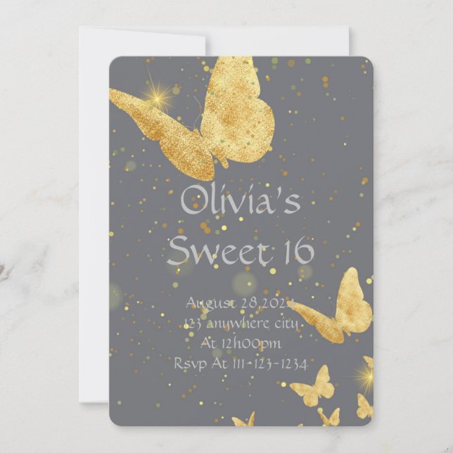 SCHWEET 16 GEBURTSTAG INVITATIONSGOLD EINLADUNG (Vorderseite)