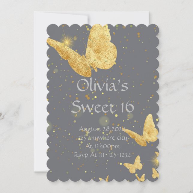 SCHWEET 16 GEBURTSTAG INVITATIONSGOLD EINLADUNG (Vorderseite)