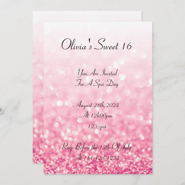 SCHWEET 16 GEBURTSTAGLICHE EINLADUNG (Vorne/Hinten)