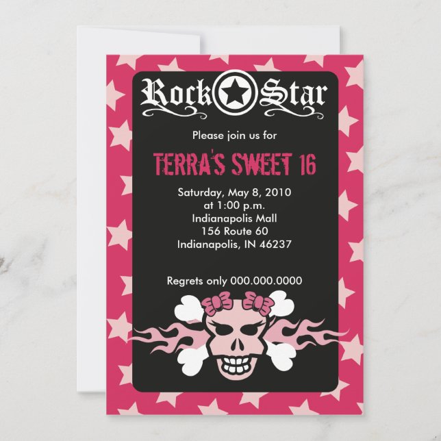 SCHWEET 16 SECHZEHN SKULL PUNKROCKER BIRTHTAG EINLADUNG (Vorderseite)