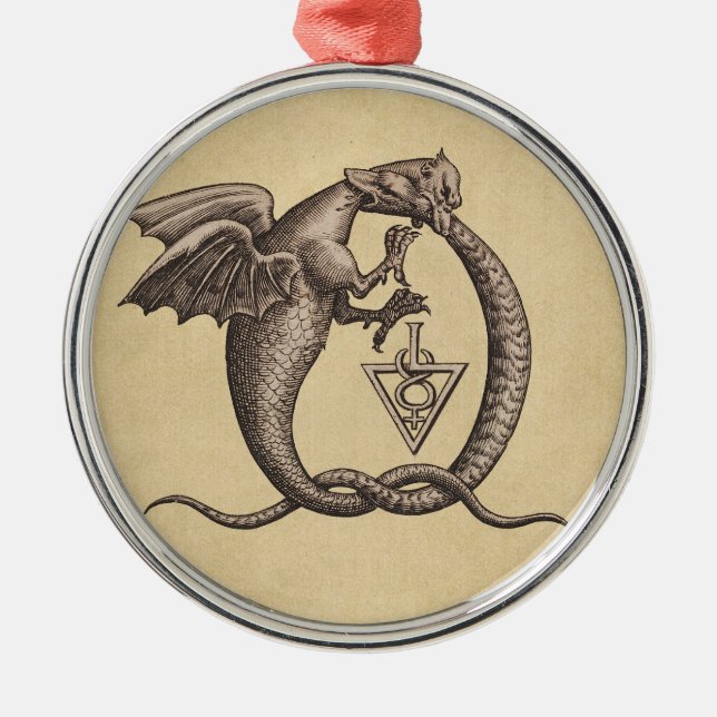 Schwefel- und Merkur-Alchemy-Symbol Silbernes Ornament (Vorne)