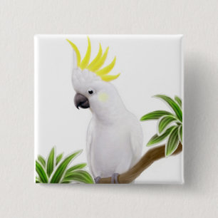 Schwefelcockatoo-Button mit Haube Button