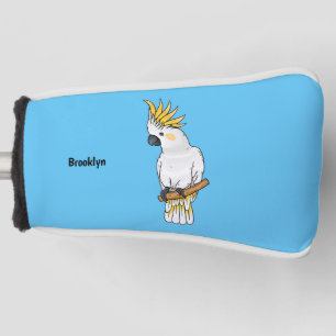Schwefelhauben-Kakadu-Vogel-Cartoon-Illustration Golf Headcover