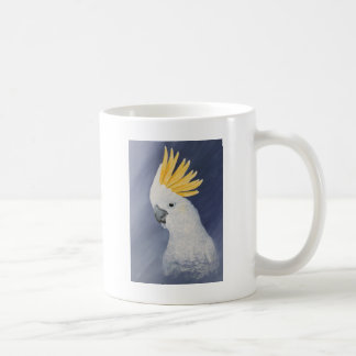 Schwefeln Sie Cockatoogeschenk mit Haube für den Kaffeetasse