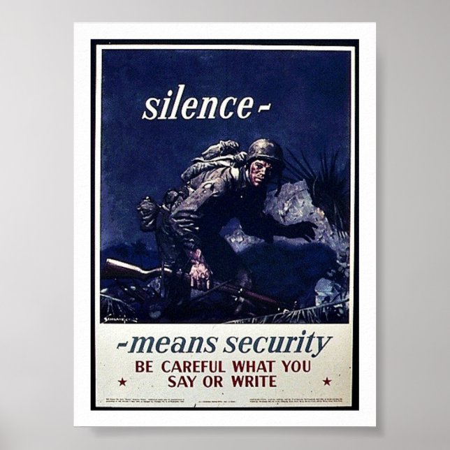 Schweigen bedeutet Sicherheit vorsichtig sein, was Poster (Vorne)