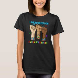 Schweigen Hand Ich Trage Blau Für Autismus-Bewusst T-Shirt