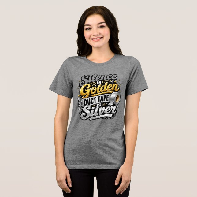 Schweigen ist Gold Tri-Blend Shirt (Vorderseite voll)