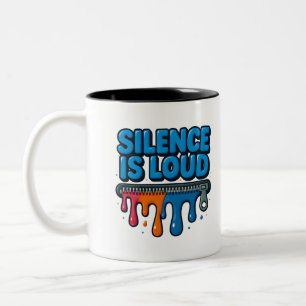 Schweigen ist laut fettgedruckte Typografie Kunst Zweifarbige Tasse