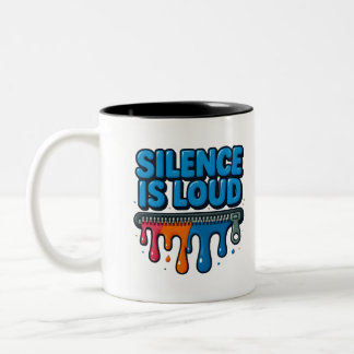 Schweigen ist laut fettgedruckte Typografie Kunst Zweifarbige Tasse