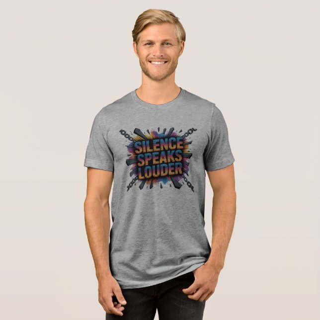 Schweigen spricht lauter Tri-Blend shirt (Vorderseite voll)