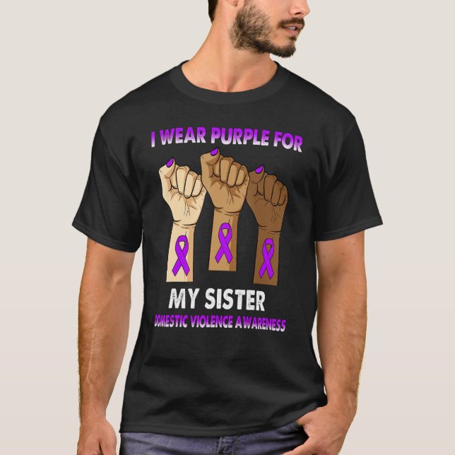 Schweigende Hand Ich trage Lila für meine Schweste T-Shirt (Vorderseite)