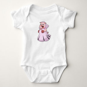 Schwein als Braut im Hochzeitskleid.PNG Baby Strampler
