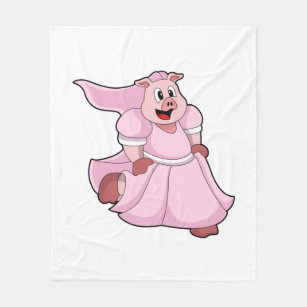 Schwein als Braut mit Hochzeitskleid Fleecedecke