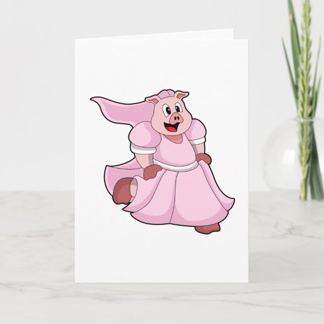 Schwein als Braut mit Hochzeitskleid Karte (Vorderseite)
