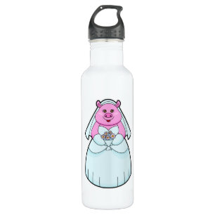 Schwein als Braut mit Schleier Edelstahlflasche