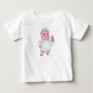 Schwein als Koch mit Koch Baby T-shirt