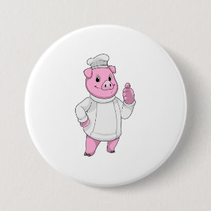 Schwein als Koch mit Koch Button
