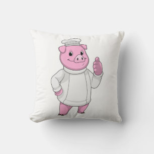 Schwein als Koch mit Koch Kissen