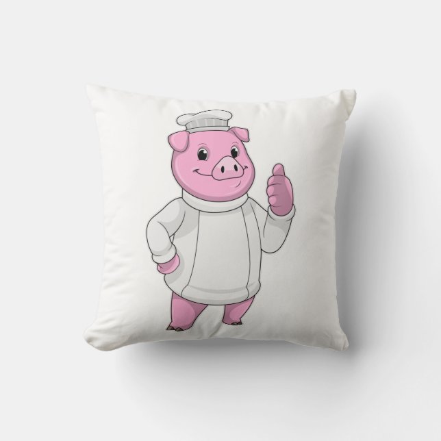 Schwein als Koch mit Koch Kissen (Vorderseite)
