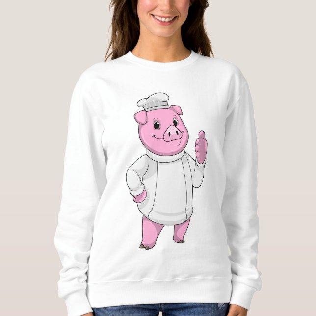 Schwein als Koch mit Koch Sweatshirt (Vorderseite)
