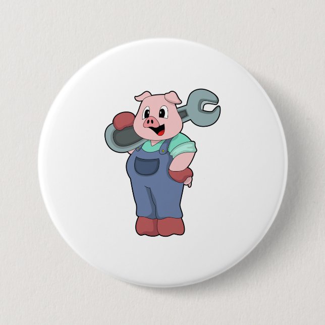 Schwein als Mechanik mit Schlüssel Button (Vorderseite)