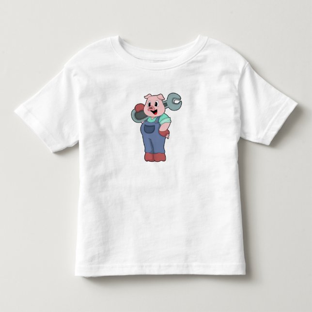 Schwein als Mechanik mit Schlüssel Kleinkind T-shirt (Vorderseite)