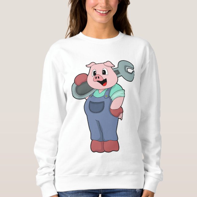 Schwein als Mechanik mit Schlüssel Sweatshirt (Vorderseite)