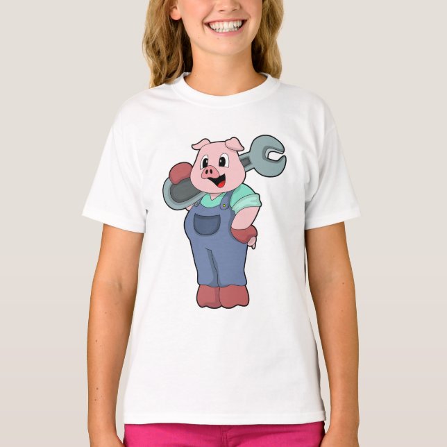 Schwein als Mechanik mit Schlüssel T-Shirt (Vorderseite)