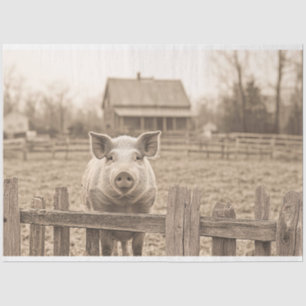 Schwein auf dem Bauernhof im Vintage-Stil Decoupag Seidenpapier