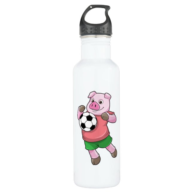 Schwein beim Fußball-Sport Edelstahlflasche (Vorderseite)