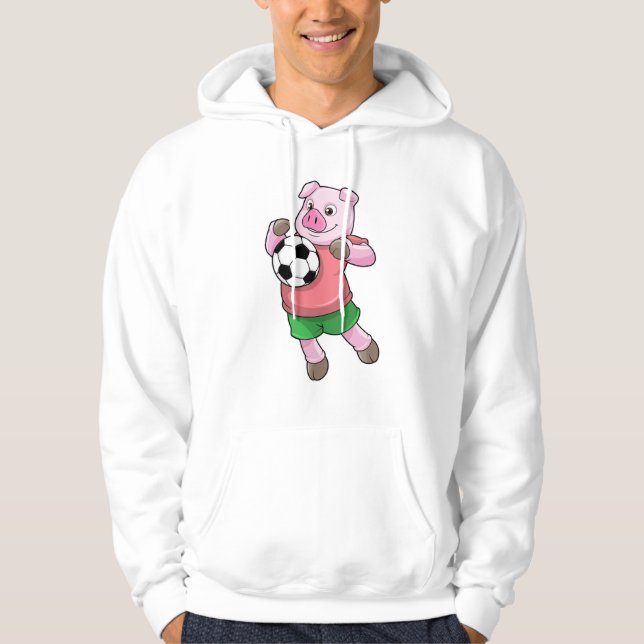 Schwein beim Fußball-Sport Hoodie (Vorderseite)
