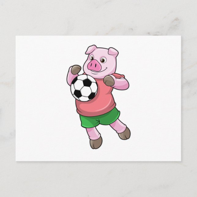 Schwein beim Fußball-Sport Postkarte (Vorderseite)